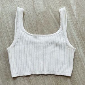 Aritzia Wilfred Manila Knit Cropped Tank in Light Birch